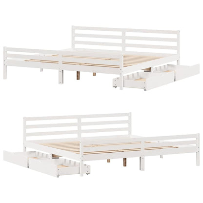 Giroletto senza Materasso Bianco 200x200 cm Legno Massello Pino | homemem39