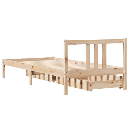 Letto senza Materasso 90x190 cm in Legno Massello di Pino