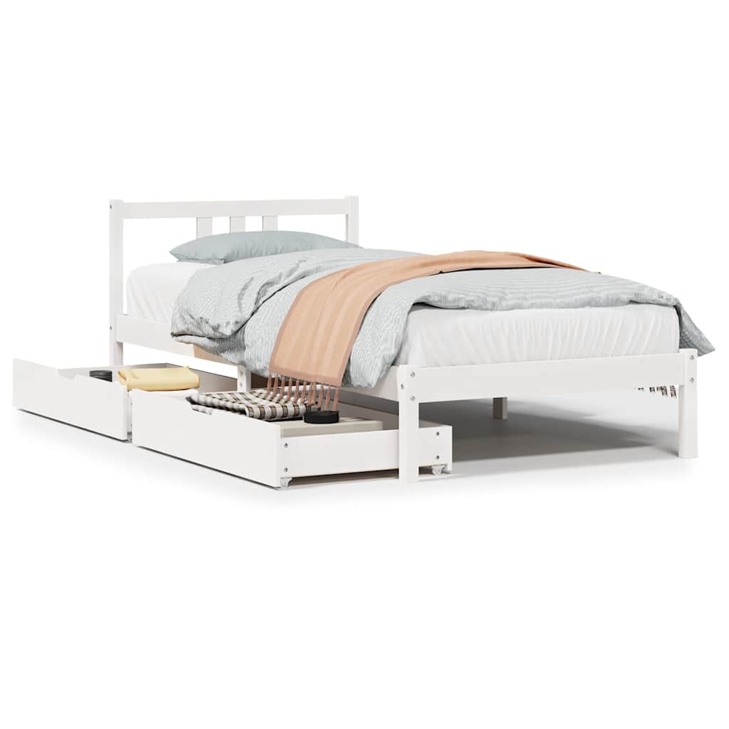 Letto senza Materasso Bianco 90x200 cm Legno Massello di Pino - homemem39