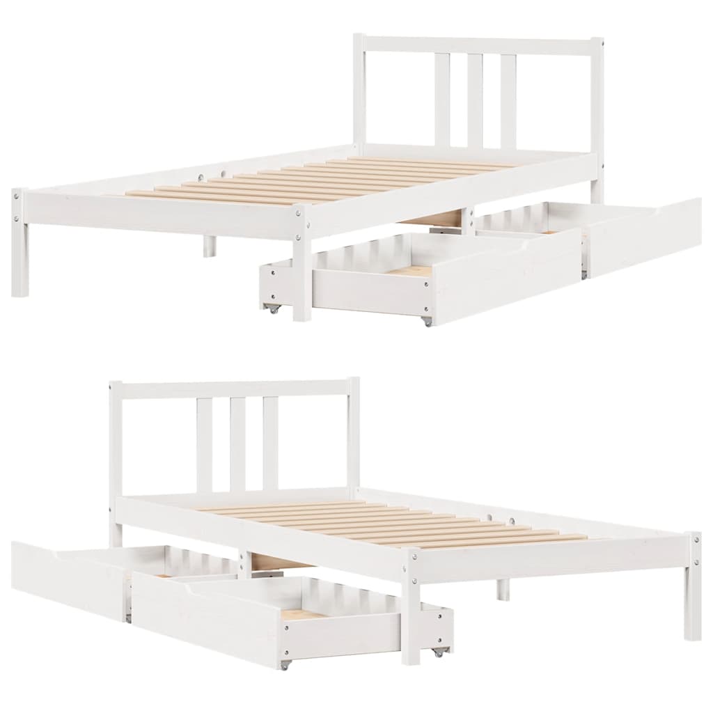 Letto senza Materasso Bianco 90x200 cm Legno Massello di Pino - homemem39