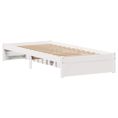 Letto senza Materasso Bianco 75x190 in Legno Massello di Pino