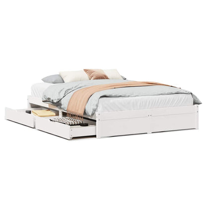 Letto senza Materasso Bianco 140x190 cm Legno Massello di Pino - homemem39