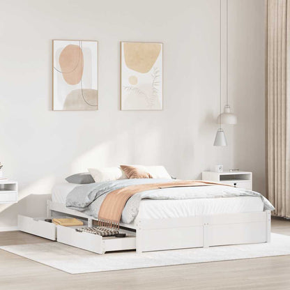 Letto senza Materasso Bianco 150x200 cm Legno Massello di Pino - homemem39