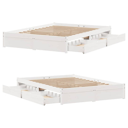 Letto senza Materasso Bianco 160x200 cm Legno Massello di Pino