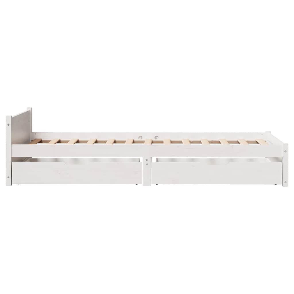 Letto senza Materasso Bianco 75x190 in Legno Massello di Pino