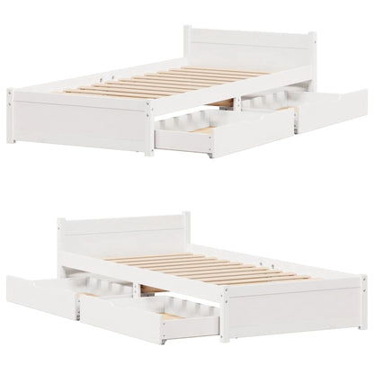 Letto senza Materasso Bianco 75x190 in Legno Massello di Pino