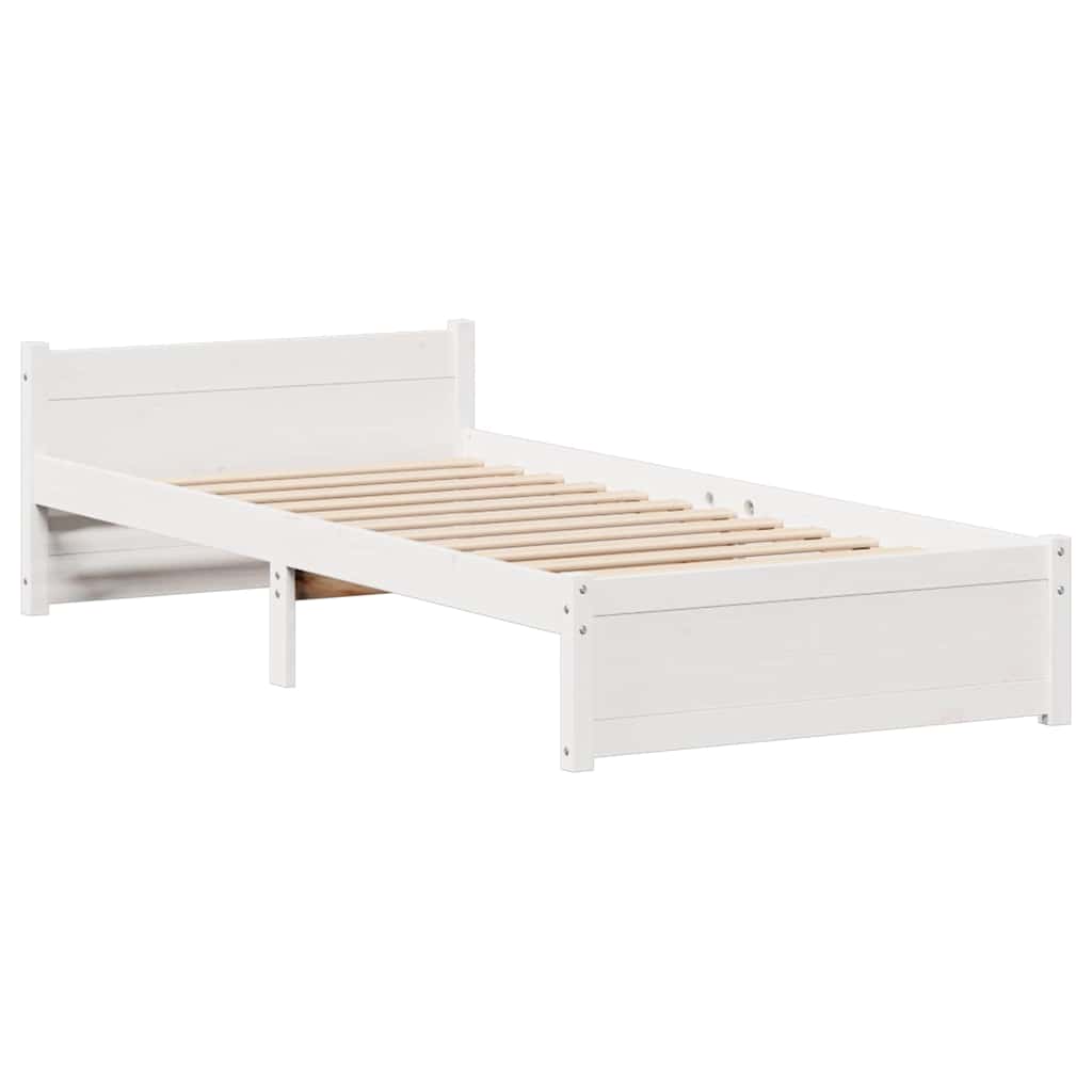 Letto senza Materasso Bianco 90x190 cm in Legno Massello Pino - homemem39