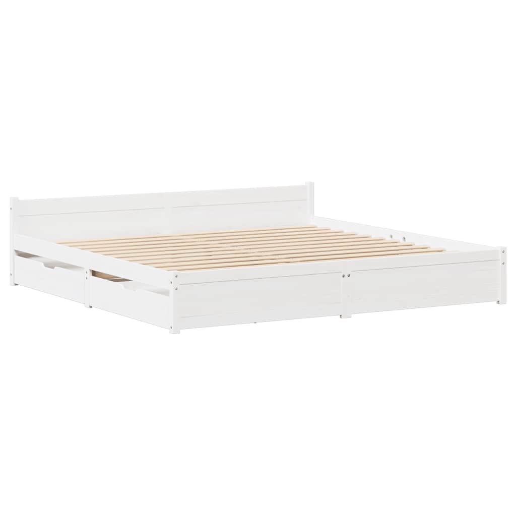 Letto senza Materasso Bianco 135x190 cm Legno Massello di Pino - homemem39