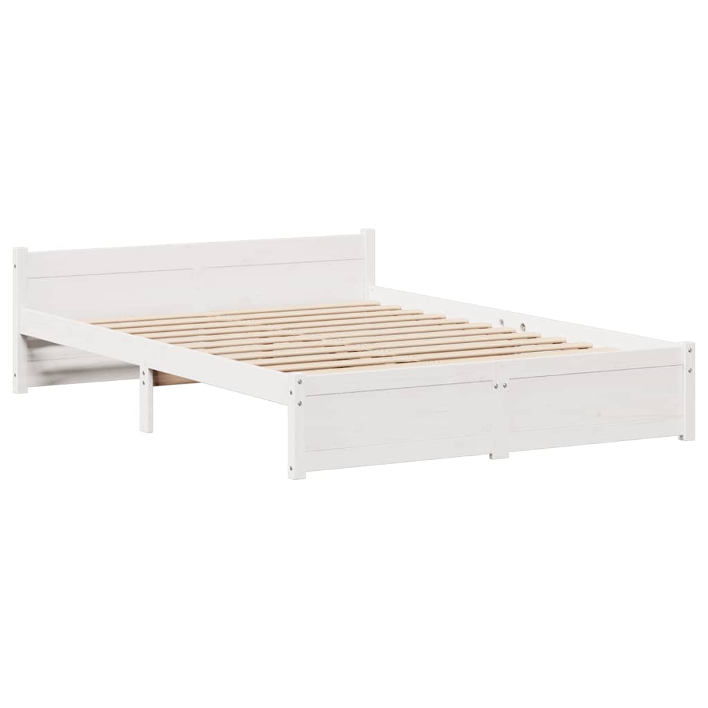Letto senza Materasso Bianco 135x190 cm Legno Massello di Pino - homemem39