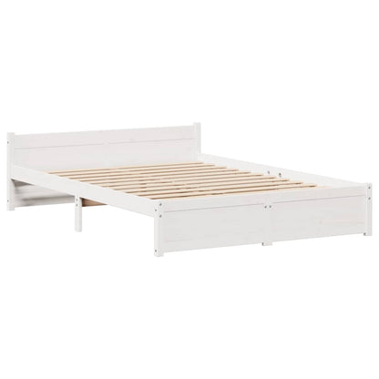 Letto senza Materasso Bianco 135x190 cm Legno Massello di Pino - homemem39