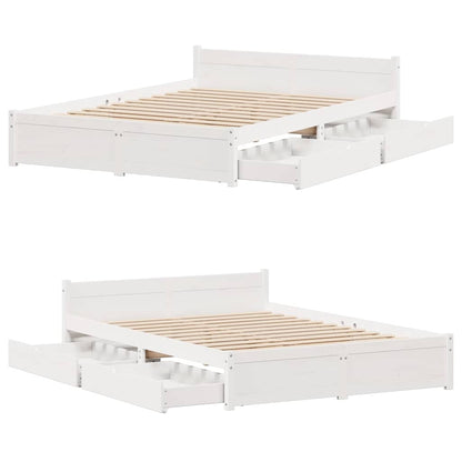 Letto senza Materasso Bianco 135x190 cm Legno Massello di Pino - homemem39