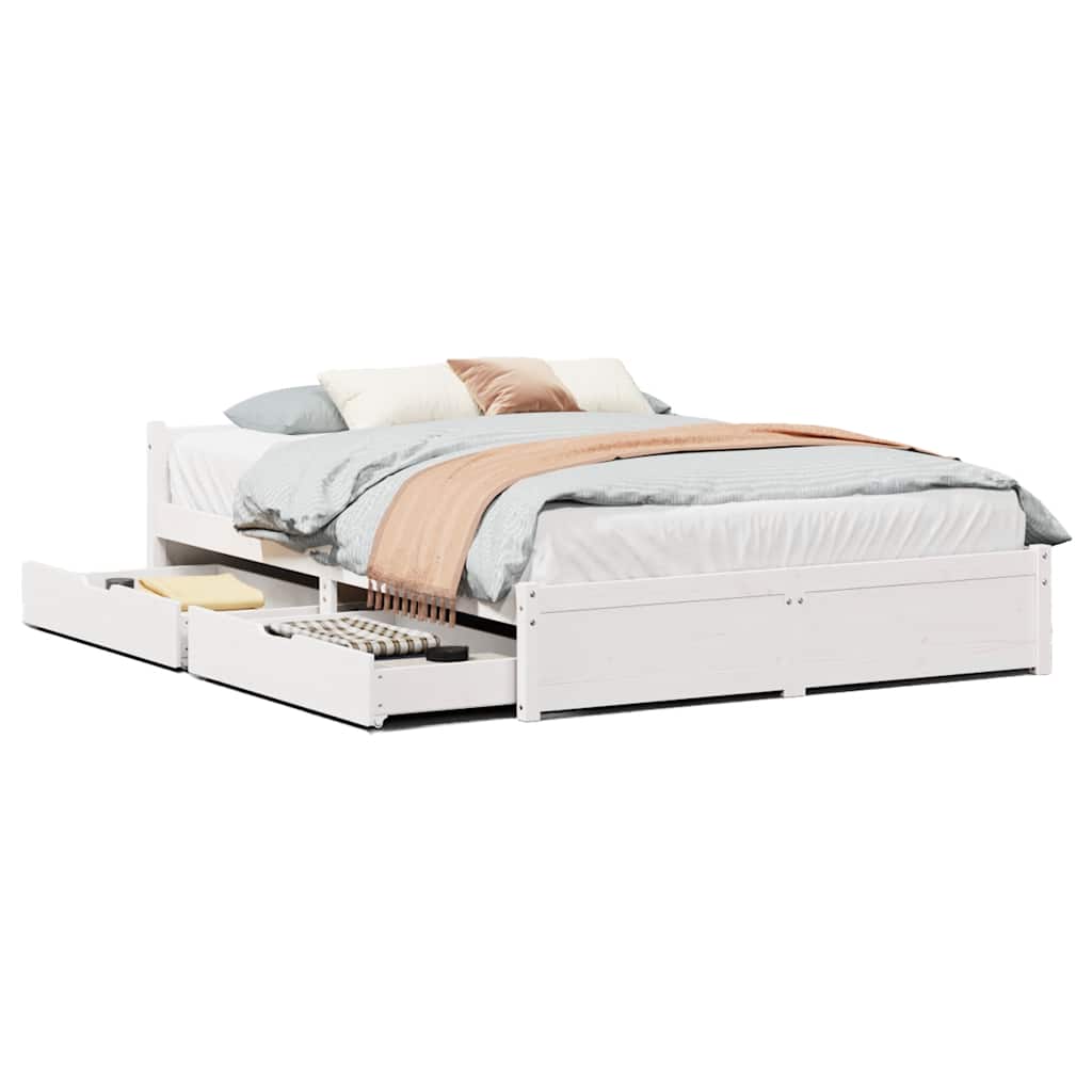Letto senza Materasso Bianco 140x190 cm Legno Massello di Pino | homemem39