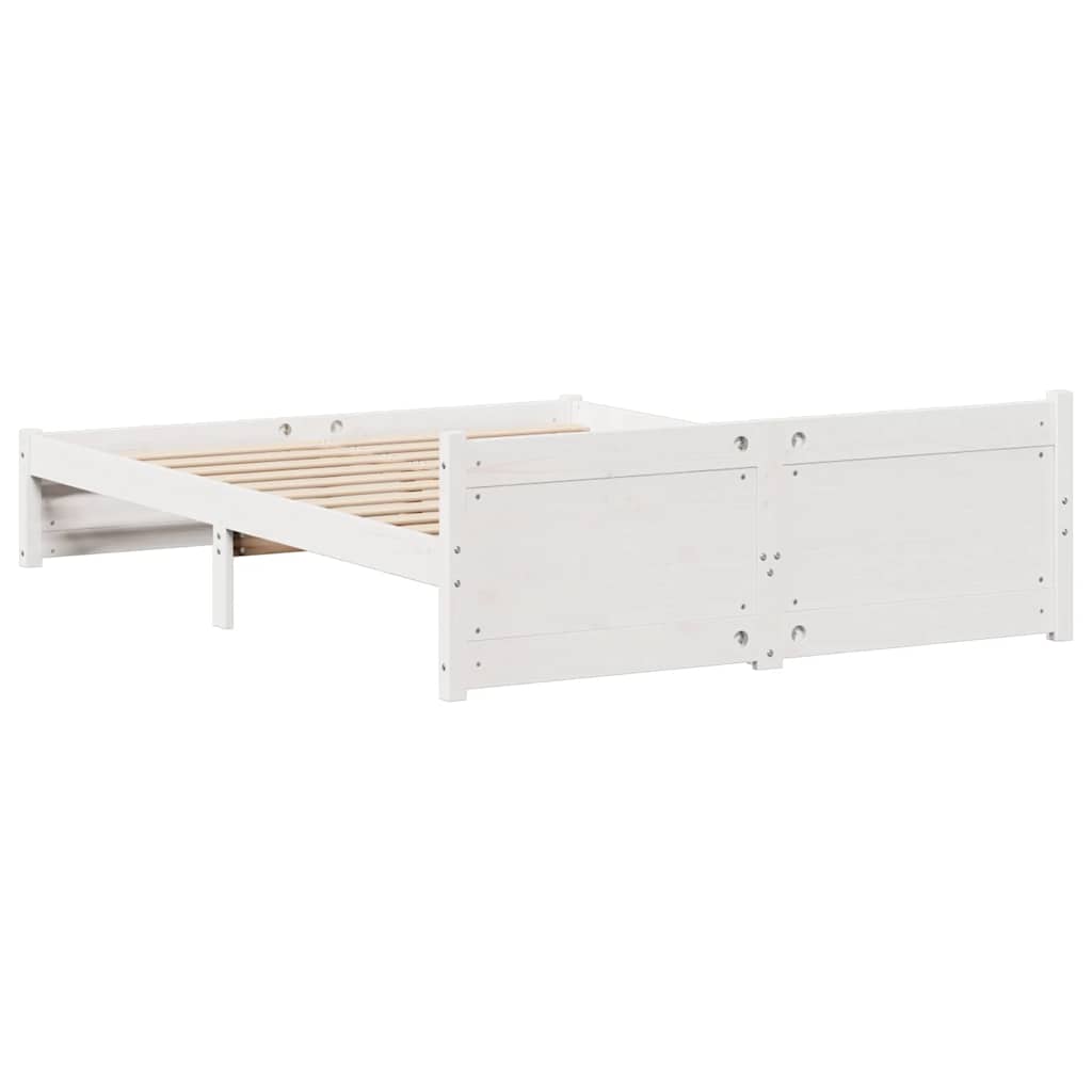 Letto senza Materasso Bianco 140x190 cm Legno Massello di Pino | homemem39