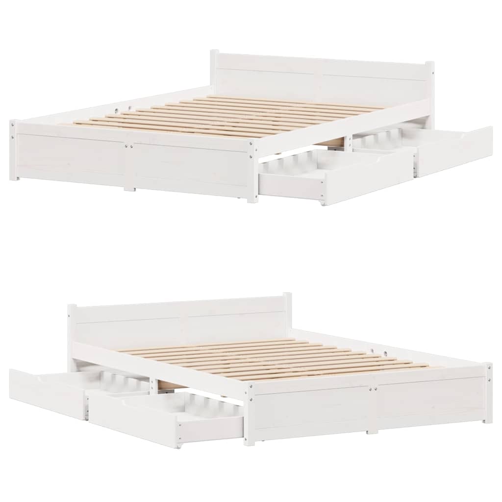 Letto senza Materasso Bianco 140x190 cm Legno Massello di Pino | homemem39