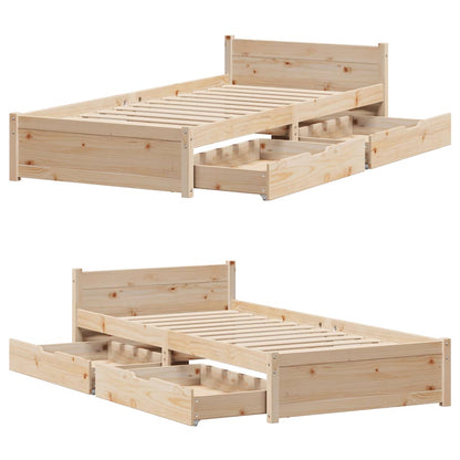 Letto senza Materasso 90x200 cm in Legno Massello di Pino