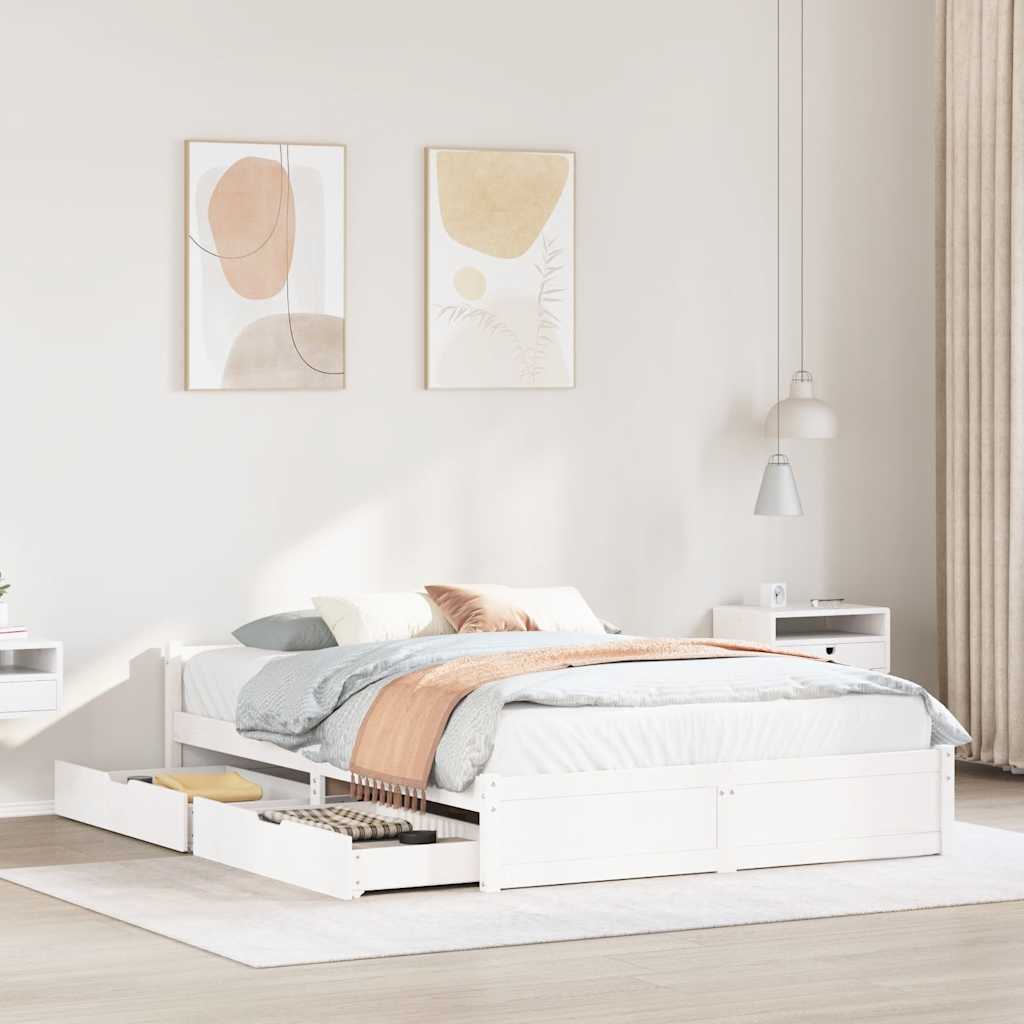 Letto senza Materasso Bianco 120x200 cm Legno Massello di Pino | homemem39
