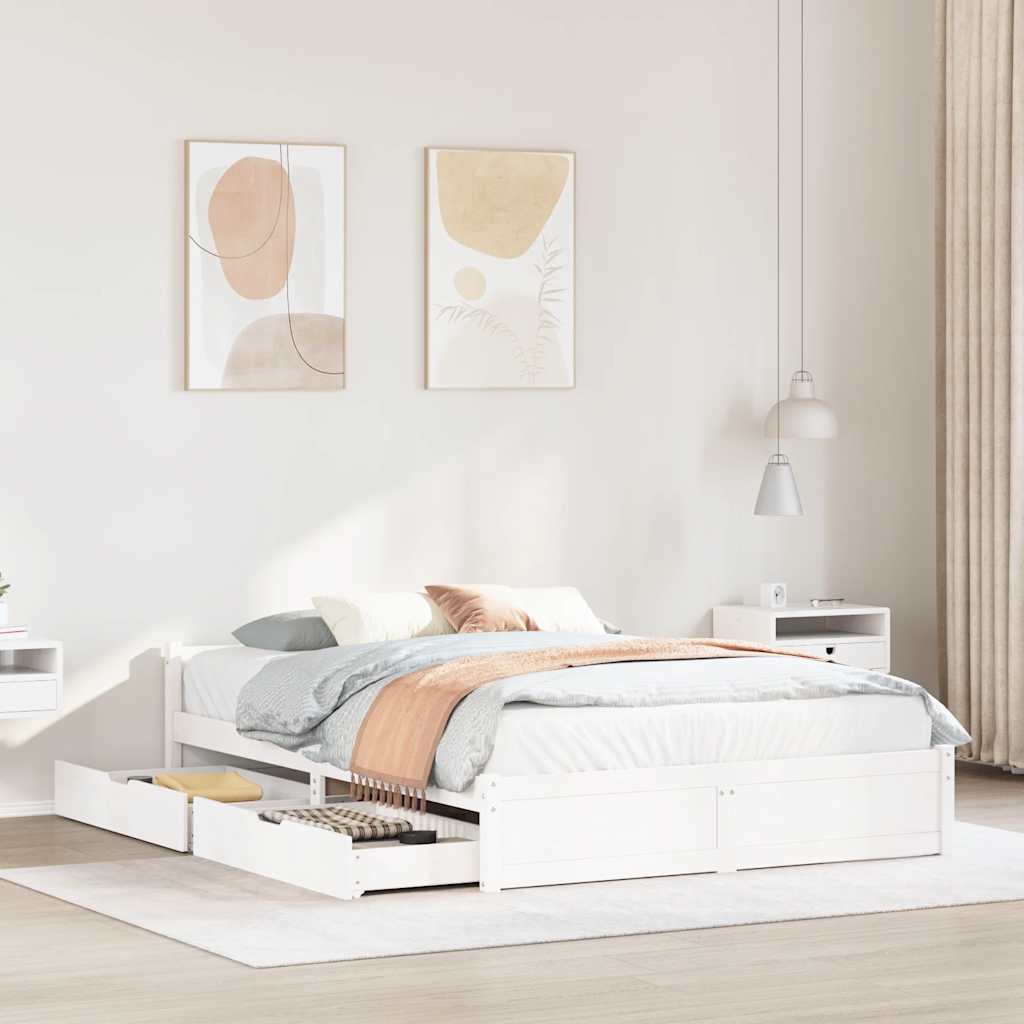 Letto senza Materasso Bianco 140x200 cm Legno Massello di Pino | homemem39