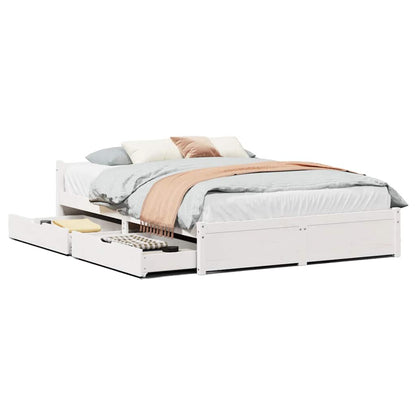 Letto senza Materasso Bianco 150x200 cm Legno Massello di Pino