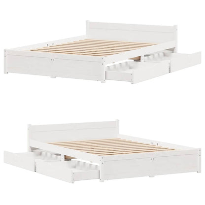 Letto senza Materasso Bianco 150x200 cm Legno Massello di Pino