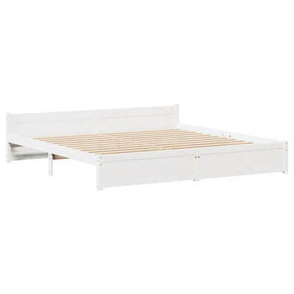 Letto senza Materasso Bianco 160x200 cm Legno Massello di Pino - homemem39