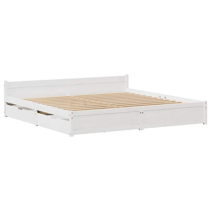 Letto senza Materasso Bianco 180x200 cm Legno Massello di Pino