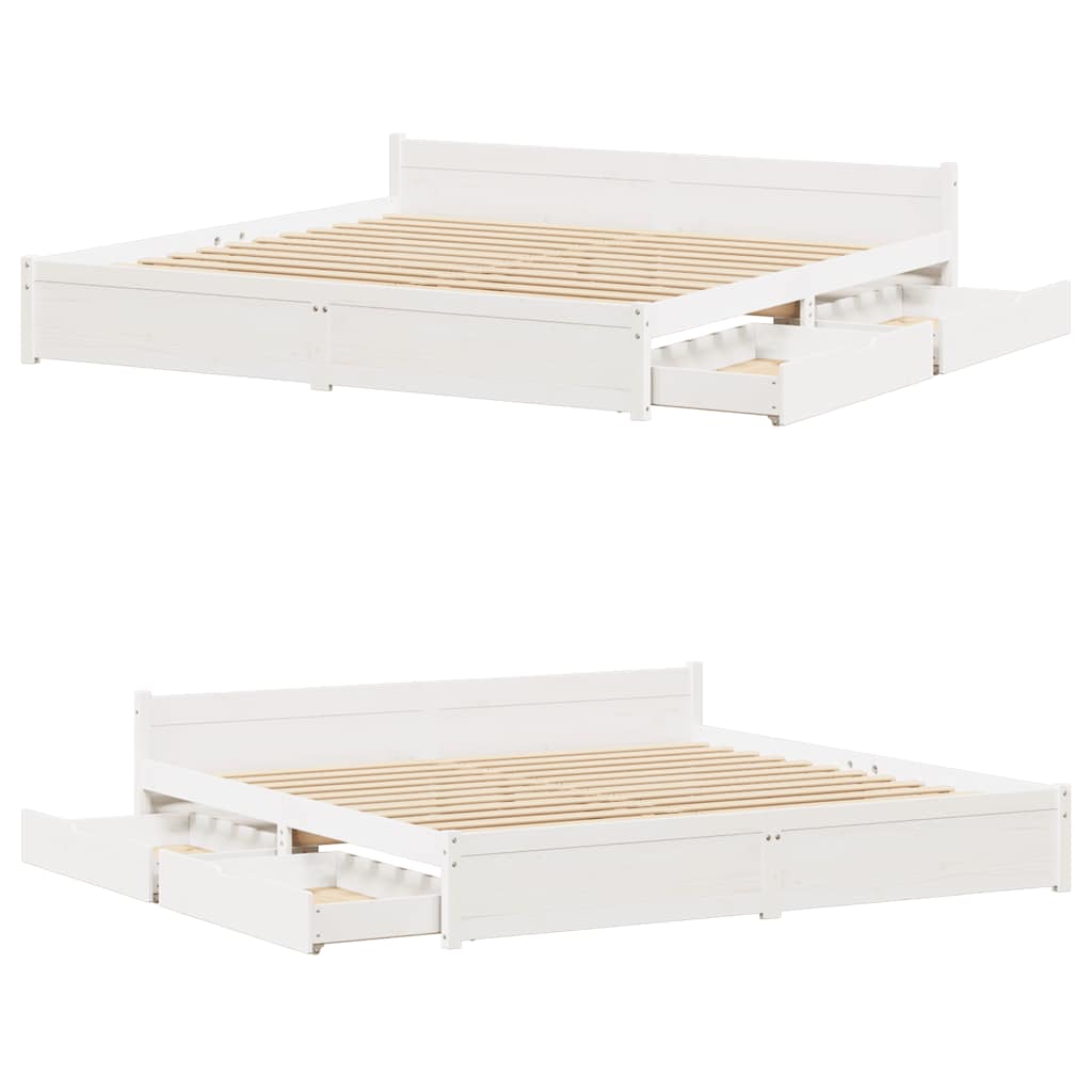 Letto senza Materasso Bianco 180x200 cm Legno Massello di Pino
