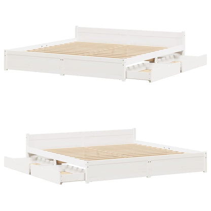 Letto senza Materasso Bianco 180x200 cm Legno Massello di Pino