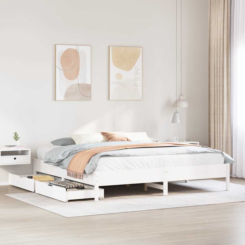 Giroletto senza Materasso Bianco 200x200 cm Legno Massello Pino | homemem39