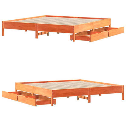 Letto senza Materasso Marrone Cera 200x200 cm in Legno di Pino