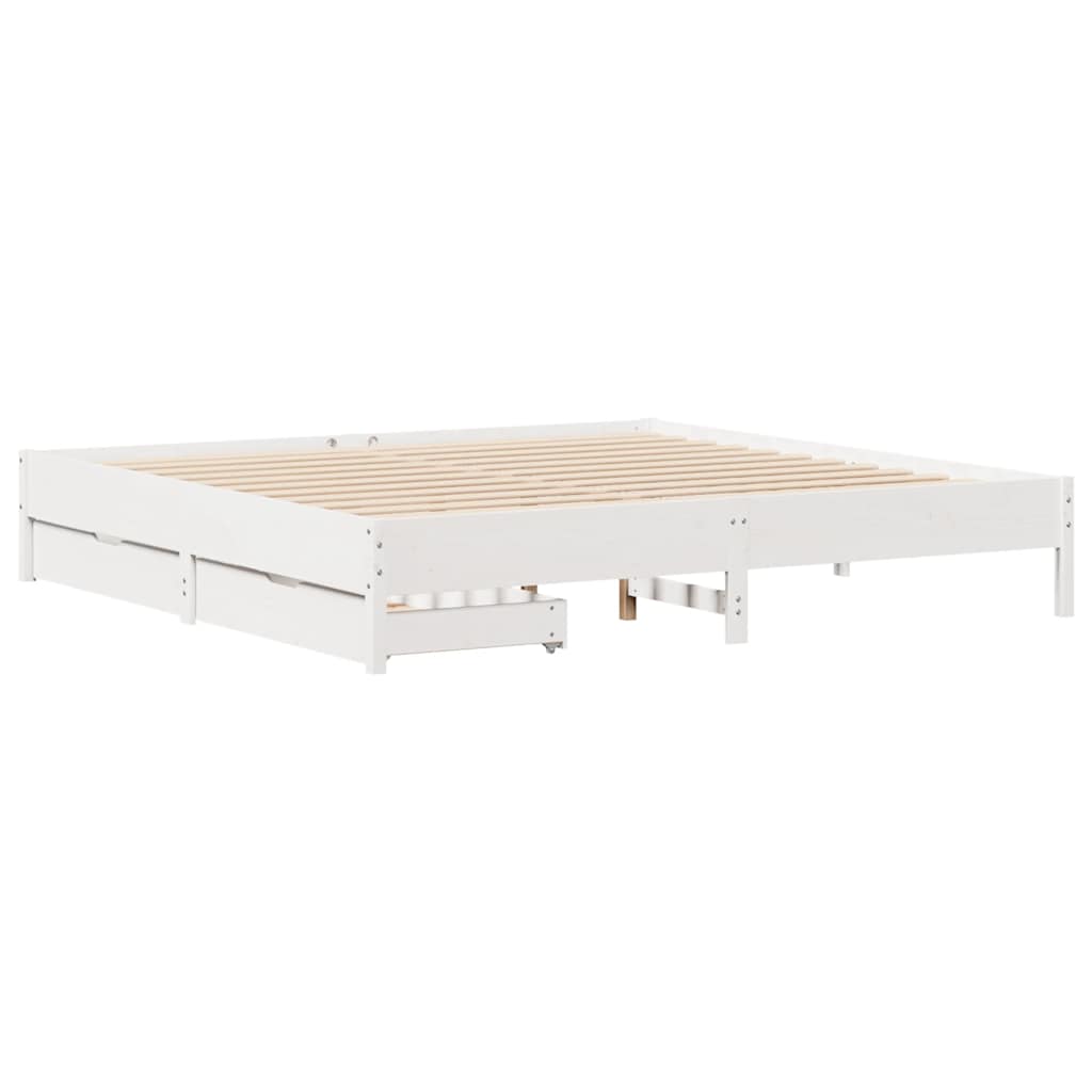 Letto senza Materasso Bianco 180x200 cm Legno Massello di Pino - homemem39