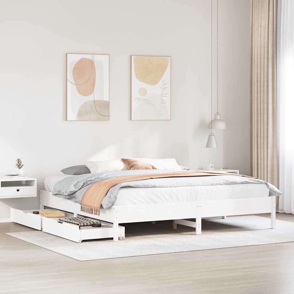 Letto senza Materasso Bianco 180x200 cm Legno Massello di Pino - homemem39