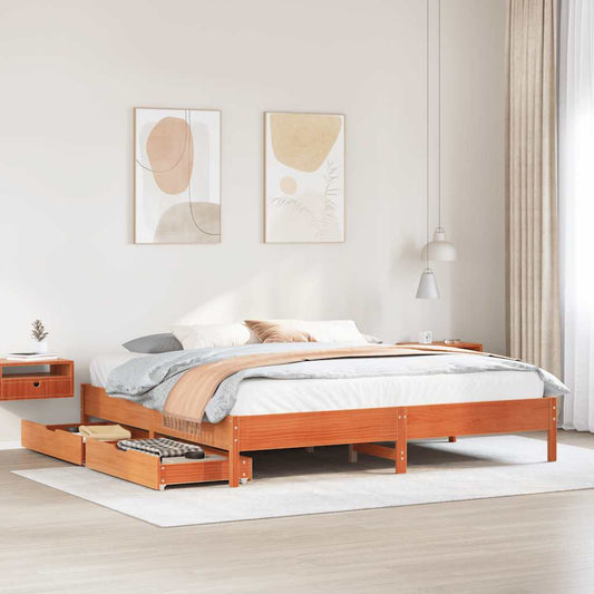 Letto senza Materasso Marrone Cera 180x200 cm in Legno di Pino | homemem39