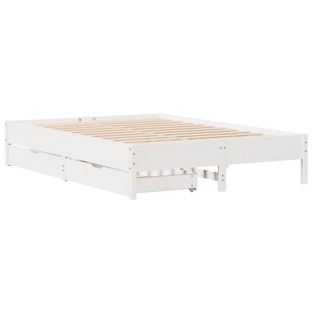 Letto senza Materasso Bianco 150x200 cm Legno Massello di Pino - homemem39