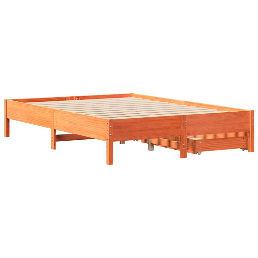 Letto senza Materasso Marrone Cera 150x200 cm in Legno di Pino