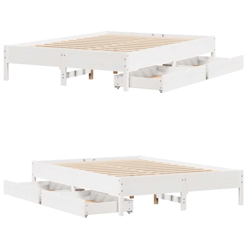 Letto senza Materasso Bianco 140x200 cm Legno Massello di Pino | homemem39