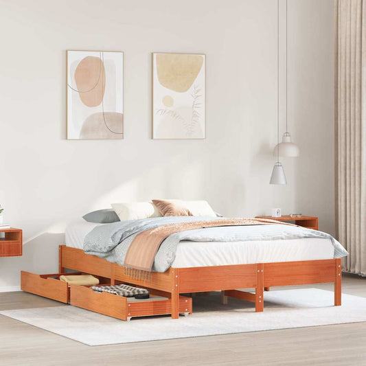 Giroletto senza Materasso Marrone Cera 140x200cm Massello Pino | homemem39