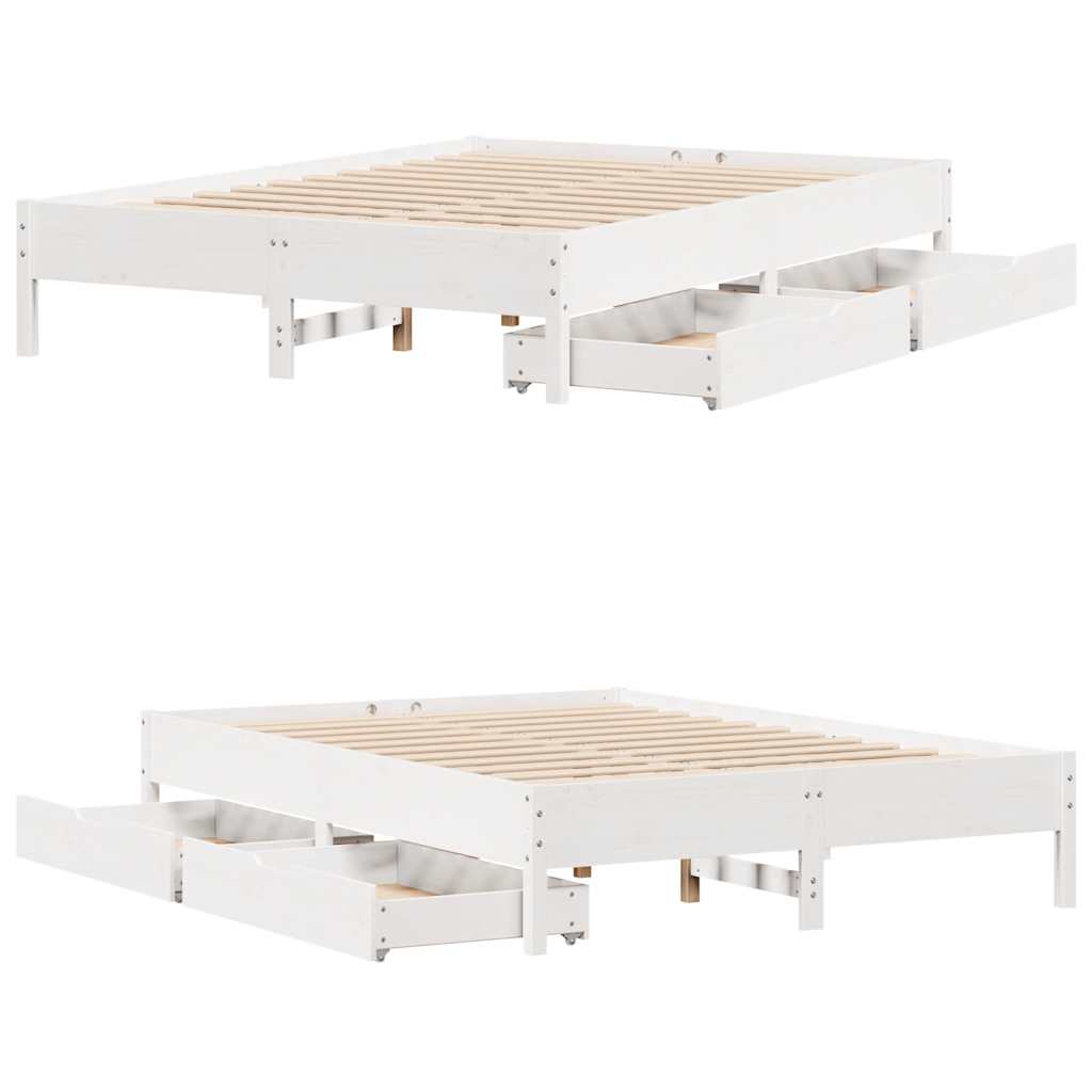 Letto senza Materasso Bianco 120x200 cm Legno Massello di Pino