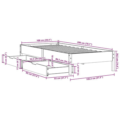 Giroletto senza Materasso Bianco 100x200 cm Legno Massello Pino - homemem39