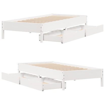 Letto senza Materasso Bianco 90x200 cm Legno Massello di Pino | homemem39