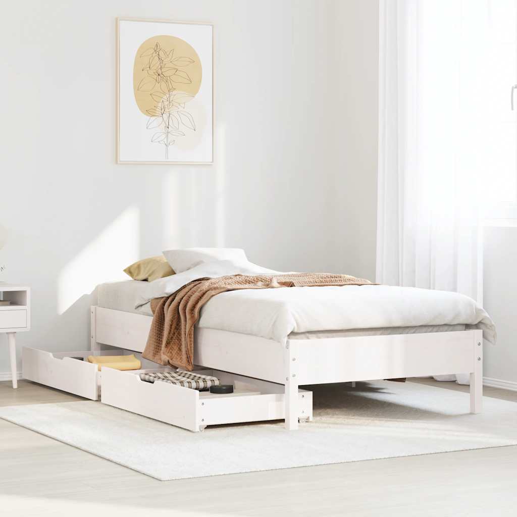 Letto senza Materasso Bianco 90x200 cm Legno Massello di Pino | homemem39