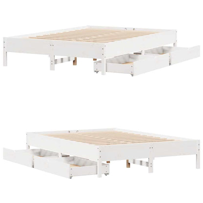 Letto senza Materasso Bianco 140x190 cm Legno Massello di Pino | homemem39