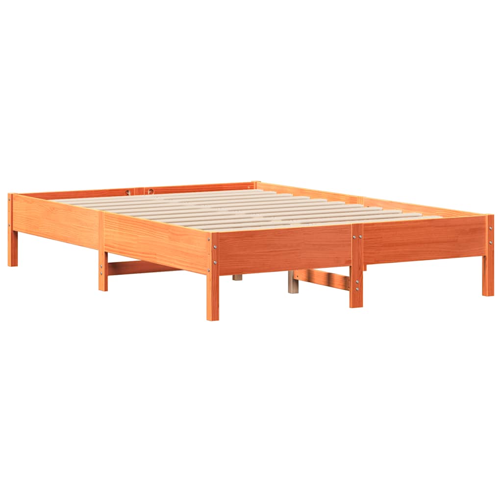 Letto senza Materasso Marrone Cera 140x190 cm in Legno di Pino | homemem39