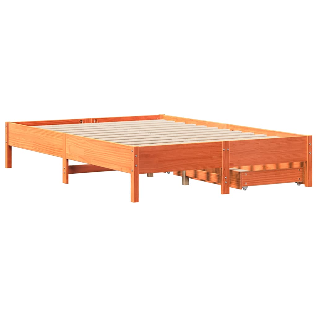 Letto senza Materasso Marrone Cera 140x190 cm in Legno di Pino | homemem39