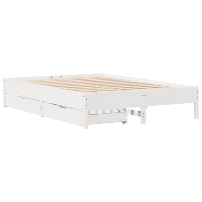 Letto senza Materasso Bianco 135x190 cm Legno Massello di Pino