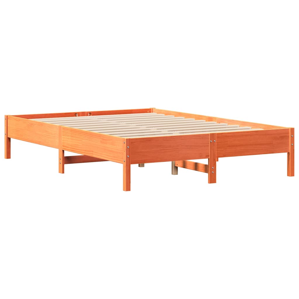Letto senza Materasso Marrone Cera 135x190 cm in Legno di Pino | homemem39