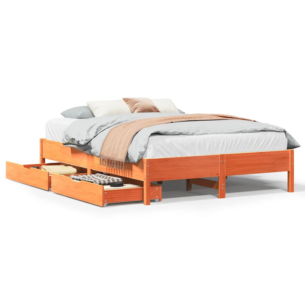 Letto senza Materasso Marrone Cera 120x190 cm in Legno di Pino | homemem39