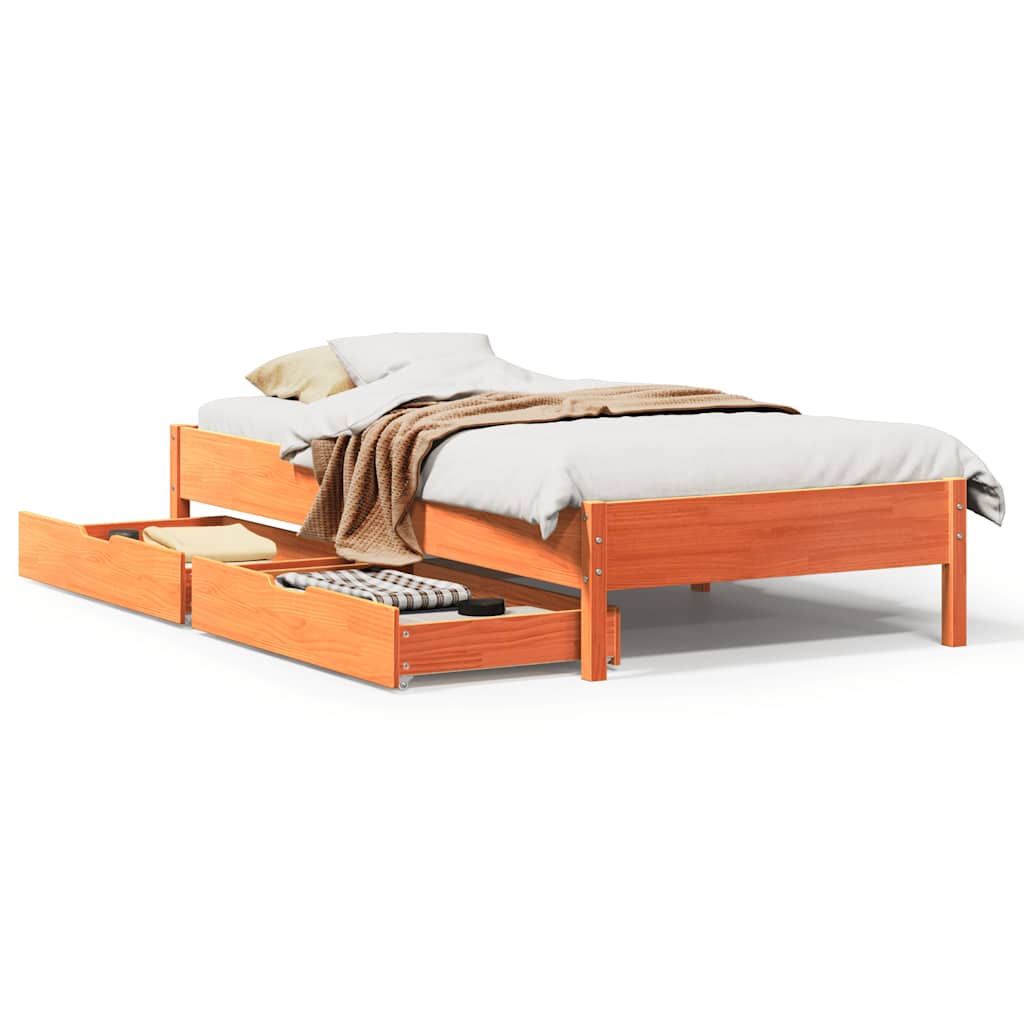 Letto senza Materasso Marrone Cera 90x190 cm in Legno di Pino | homemem39