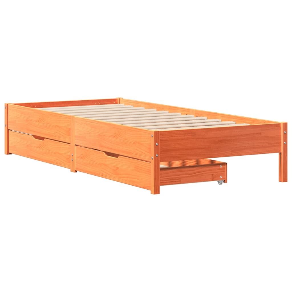 Letto senza Materasso Marrone Cera 90x190 cm in Legno di Pino | homemem39