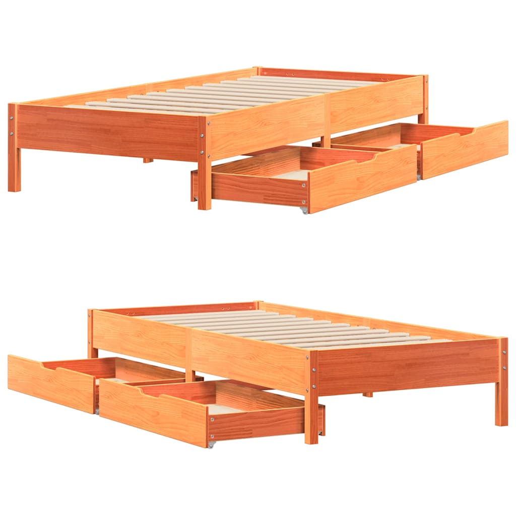 Letto senza Materasso Marrone Cera 90x190 cm in Legno di Pino | homemem39