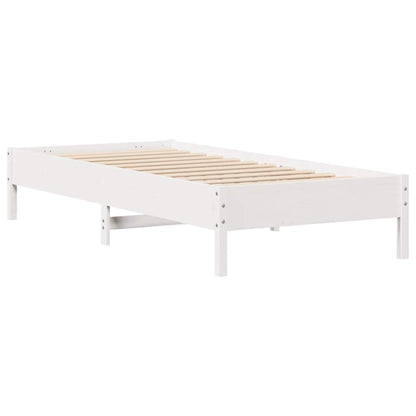 Letto senza Materasso Bianco 75x190 in Legno Massello di Pino